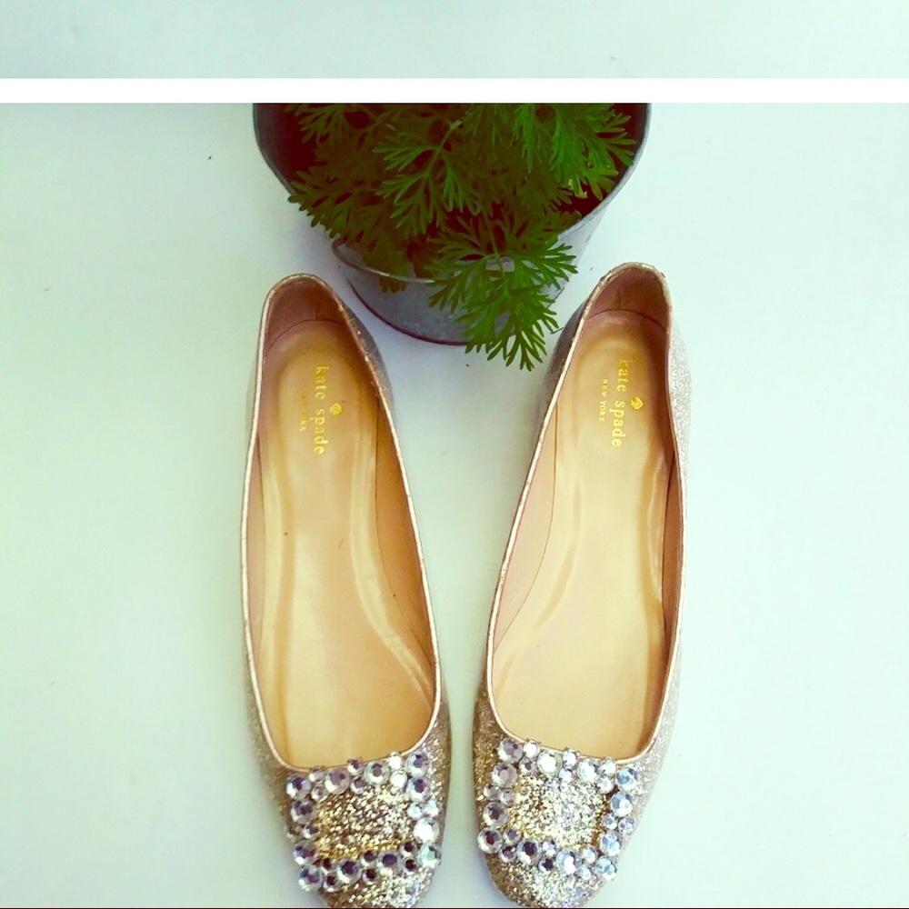Kate Spade gold élégant ballerina flats